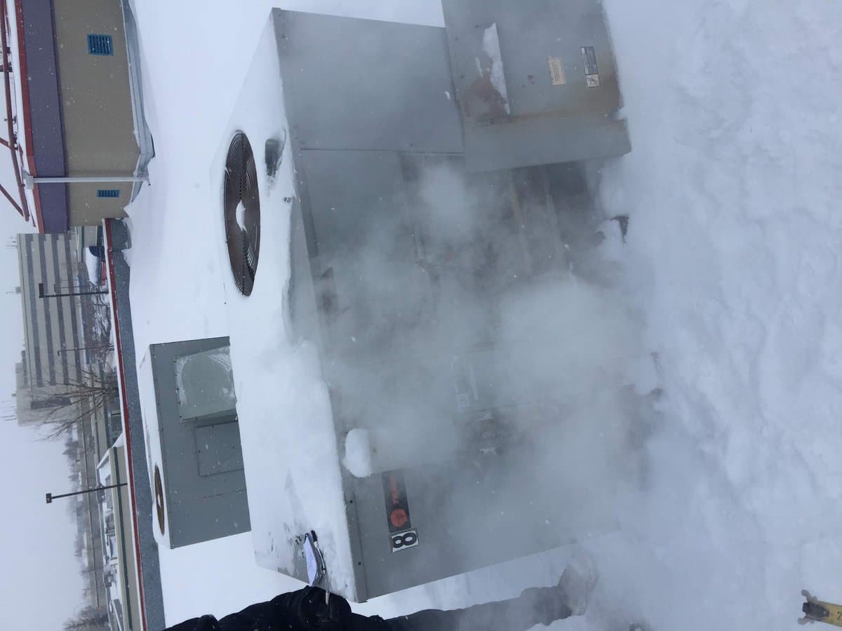 Commercial HVAC equipment during Calgary winter